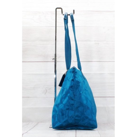 Coach Blue Nylon Weekender Travel Tote Bag - Picture 5 of 9